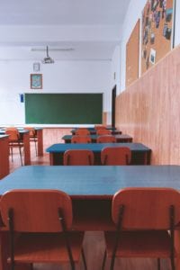 Empty classroom due to school closures