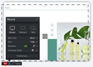 Record your screen in standard dimensions or customize your recorder frame