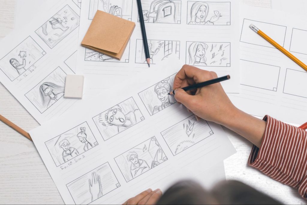 Create a simple storyboard with pencil and paper