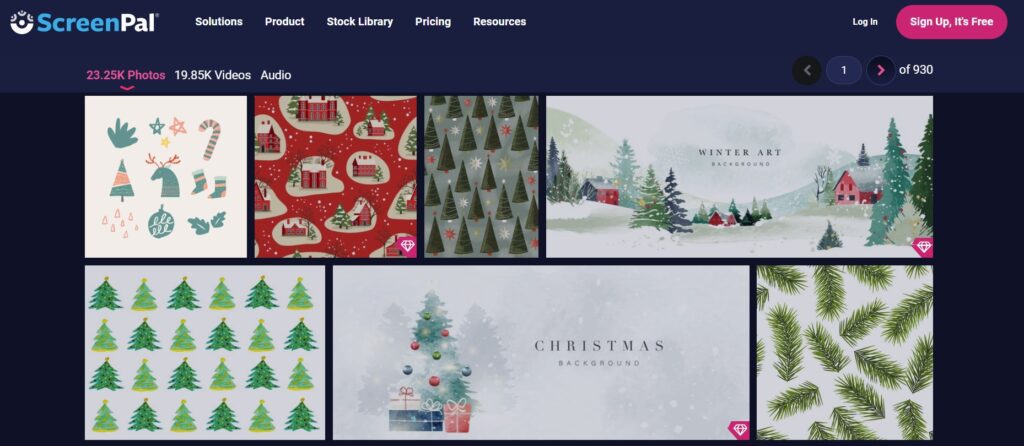 Illustrated Christmas Backgrounds for the ScreenPal stock library