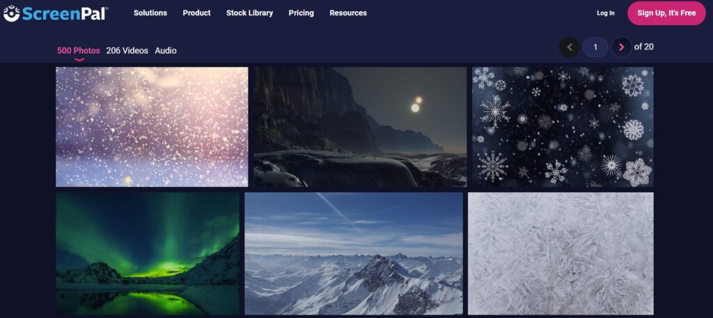 winter virtual backgrounds from ScreenPal