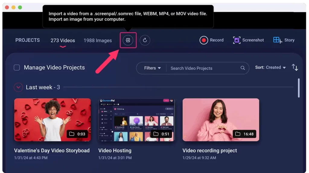 Import your clip to edit a YouTube video with ScreenPal