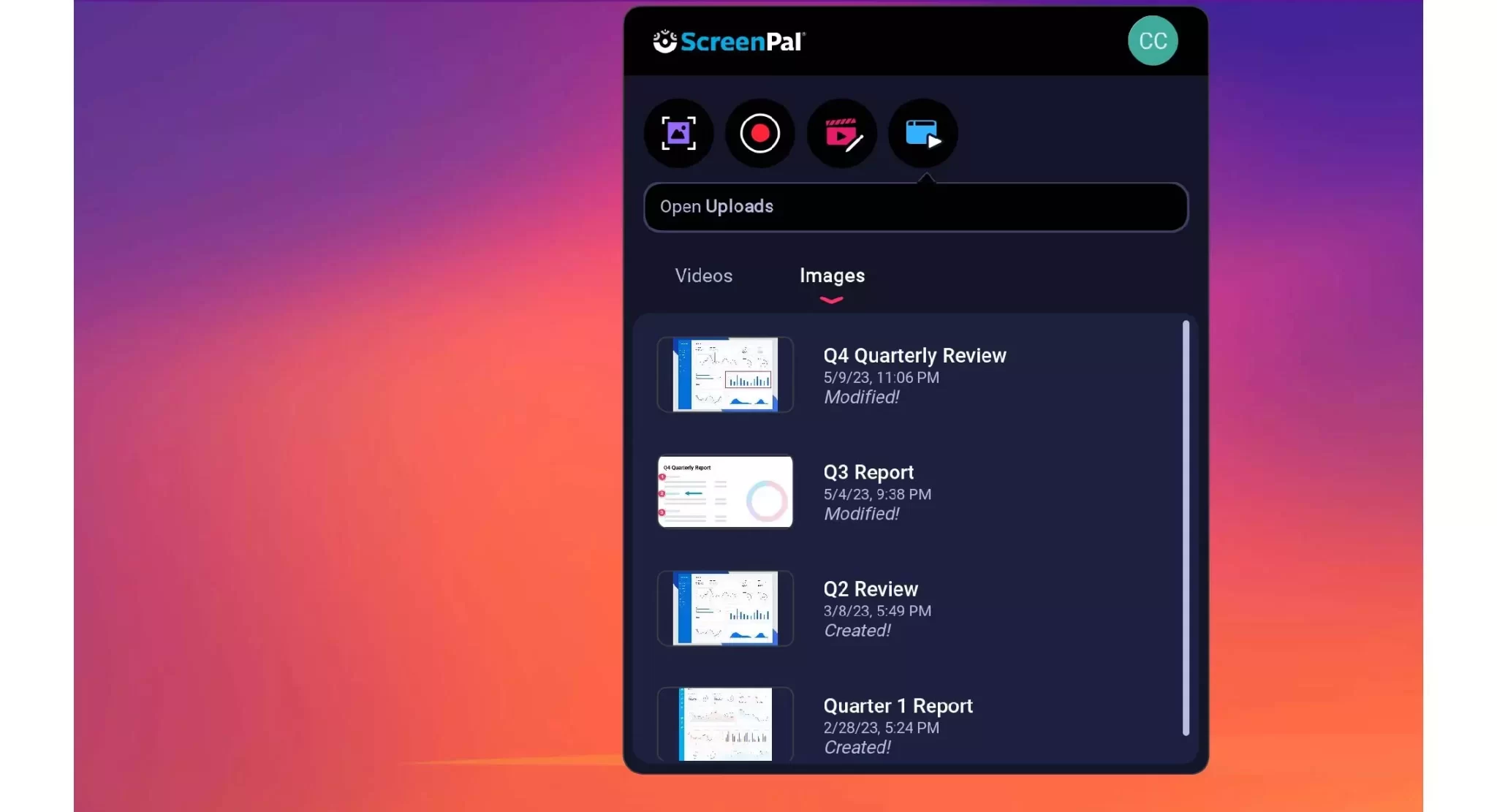 Features of ScreenPal’s Screenshots tool