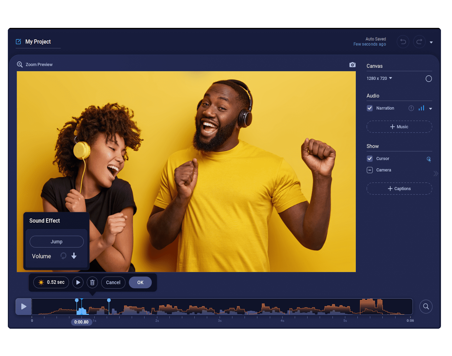edit music and voice with the video audio editor